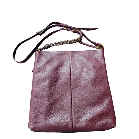 ELLIOT LUCCA Gwen Flat Crossbody Cabernet Hand Bag Leather Pocket Book - Picture 6 of 7